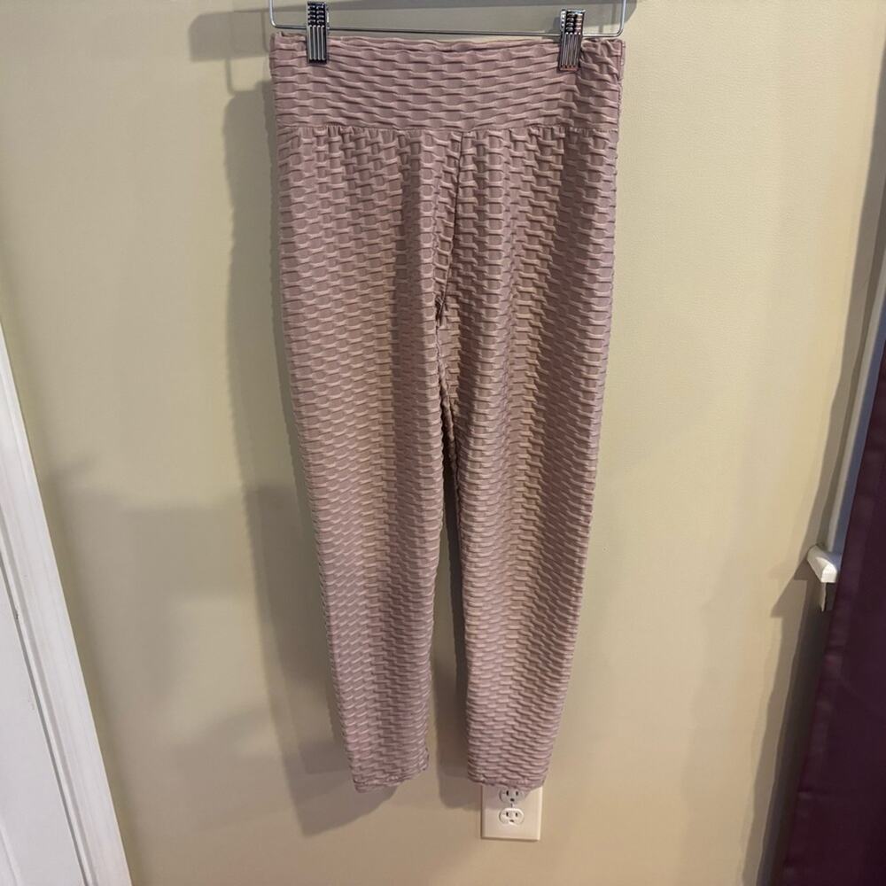 Nova Sport Women's Ribbed Booty Pop Purple Stretch Yoga Pants Leggings Size L